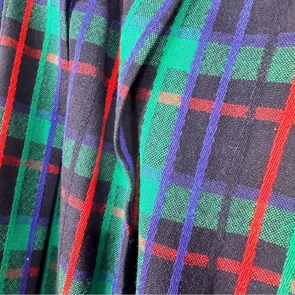Vintage Christmas skirt plaid pleated green blue red size 12 wool lined cottage - Picture 6 of 8